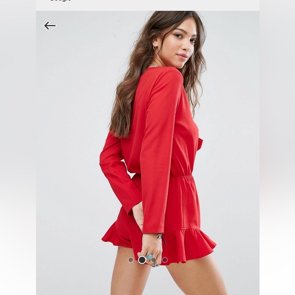 Glamorous tie front romper with ruffle trims - Picture 5 of 5